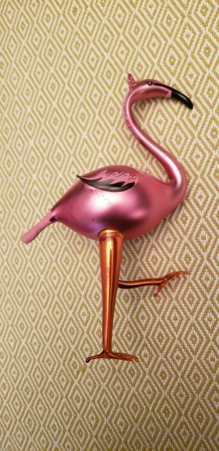 RARE Christopher Radko Pink Flamingo Hand Crafted Ornament EUC 3