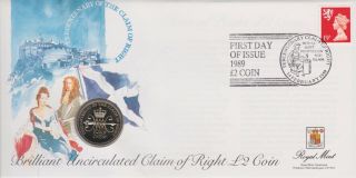 Gb Stamps First Day Cover 1999 Claim Of Rights & Rare Uncirculated £2 Coin