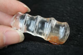 TOP 11g Rare NATURAL red quartz crystal carved Bamboo healing sc 4