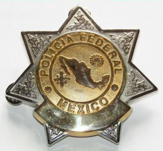 Obsolete Mexican Federal Police Brass Badge Very Rare Mexico