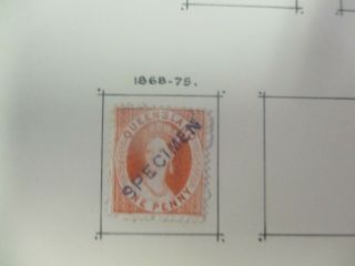 Queensland Stamps: 1868 - 1875 Specimen Chalon - Rare (g204)