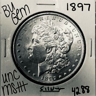 1897 Bu Gem Morgan Silver Dollar Unc Ms,  U.  S.  Rare Coin 4288