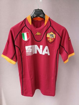 As Roma Italy 2001 2002 Rare Football Shirt Jersey Home Kappa Size L