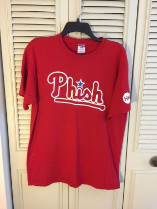 Phish Shirt Phillies Hk (harry Kalas) On Sleeve Rare Size Large Red Please Read