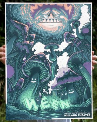 Ween Gig Poster,  Kansas City Mo.  Midland Theater.  Glow In The Dark.  Rare