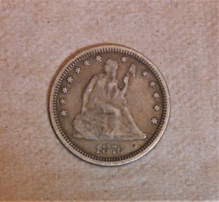 1876 Seated Quarter Dollar Silver Rare Toned As Pictured