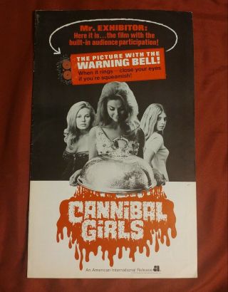 Cannibal Girls Pressbook Very Rare 1973 Eugene Levy Horror Warning Bell