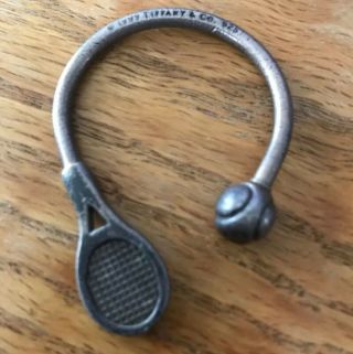 Rare 100 Authentic Tiffany & Co.  Sterling Silver Tennis Ball & Racket Key Ring