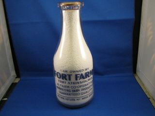 Very Rare Pyro Milk Dairy Bottle From Fort Farms Fort Atkinson Wisconsin Wis Wi