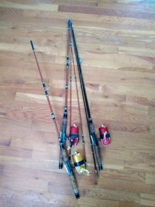 3 Rare Vintage True Temper Uni - Spin 2 - 63 R Reels And 1 - 63 Reel & Rods,  2 Cases