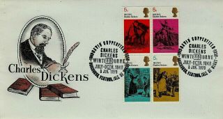 1970 Dickens 4d Stamps First Day Cover Rare Winterbourne Isle Wight Pmk Ref:mc25