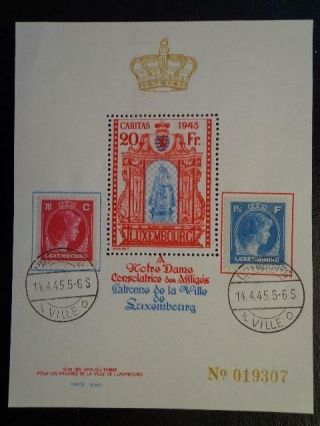 Luxembourg 1945 Limited Edition Stamps Sheet - Exhibition Madonna Rare