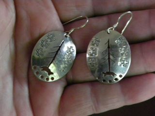 Sterling Silver Turtle Earrings By Oneida Nations C.  Isaacs 1 - 1/4 " Very Rare