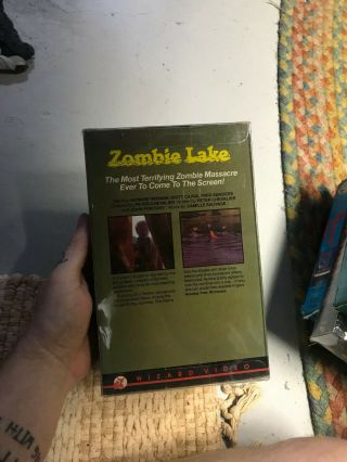 ZOMBIE LAKE WIZARD VIDEO HORROR SOV SLASHER RARE OOP VHS BIG BOX SLIP 3