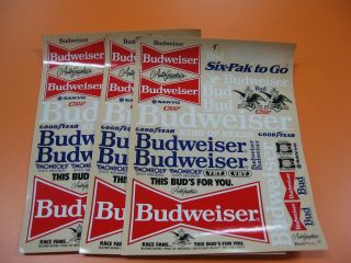 Autographics 606 Budweiser Decals (3) 6 " X 8 " Sheets.  Ultra Rare