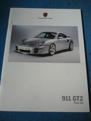 Rare Porsche Gt2 Price List Sales Brochure 2002 Model Year Jm