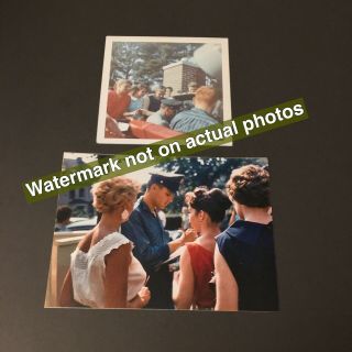 2 Very Rare Elvis Photos - Taken With Fans - In Color Army Snapshots Wow