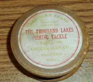 Early Gruenhagen Co.  Brainerd Brand Ten Thousand Lakes Wood Line Spool/rare