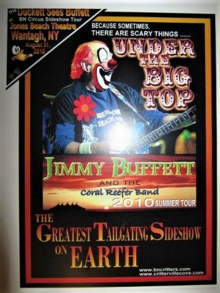 Jimmy Buffett Under The Big Top 2010 Tour Poster Very Rare