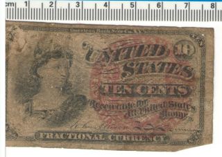 Rare 1863 Liberty Us Fractional Currency Ten Cent Note Red Seal