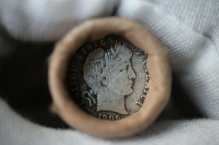 The Massachusetts Bank Roll 50 Barber Silver Dimes 1906? F &rare O Mark Vf