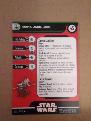 Star Wars Miniatures Alliance And Empire Mara Jade,  Jedi 37 Rare