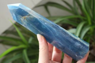 401g Top Rare Natural Blue - Veins Stone Quartz Crystal Point Healing A26