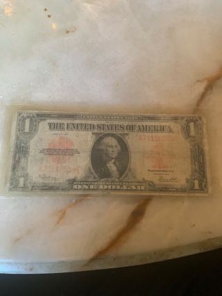 Worn But Intact And Still Rare 1$ Large Red Seal From 1923 5 Day Nr