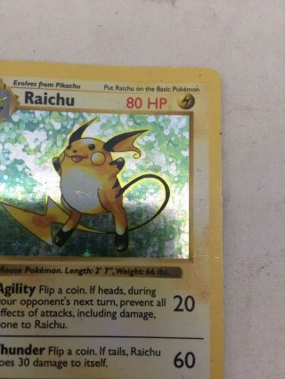 Raichu Base Set 1st Edition Shadowless Pokemon Card 14/102 Holo Rare Wizard 1999 5