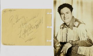 Lefty Frizzell - Vintage In Person Hand Signed 4x6 Album Page With Image.  Rare.