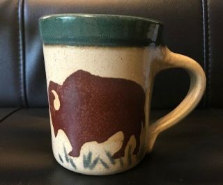 Monroe Salt Pottery 12 Ounce Bison Buffalo Coffee Mug EUC rare 2