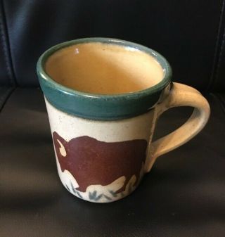 Monroe Salt Pottery 12 Ounce Bison Buffalo Coffee Mug EUC rare 4