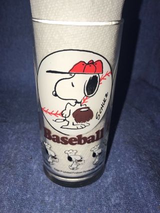 Rare Schulz Snoopy Peanuts Baseball Drinking Glass 6 "