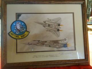 Rare Lithograph Grumman F - 14 " Tomcat  Bounty Hunters " Miramar By W