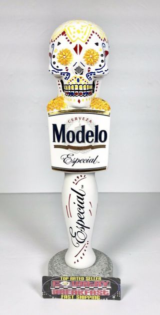 Modelo Especial Cerveza Day Of The Dead Skull Beer Tap Handle 10” Tall Rare