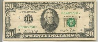 1974 $20 Federal Reserve Note,  Rare Star,  H - St.  Louis Seal,  Crisp Xf,