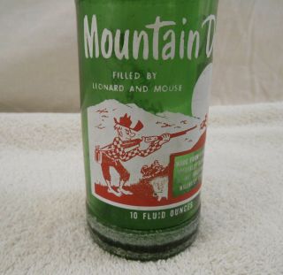 Vintage “rare” Mountain Dew “ Filled By Leonard And Mouse ” 10 Oz.  Bottle