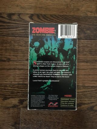 Zombie 2 The Dead Are Among Us VHS 1992 Lucio Fulci Rare Horror Tisa Farrow 3