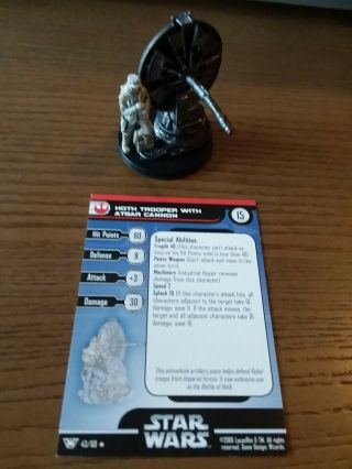 Star Wars Miniatures Hoth Trooper With Atgar Cannon 43 Rare With Card