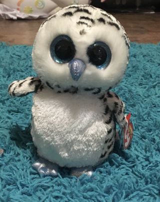 Lucy Owl Justice Exclusive Boo 6 " W/ Tags Rare Beanie Boos White Black Ty Plush