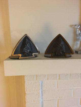 Bookends - Very Rare Bronze Indian Arrow Head Bookends By Wellman