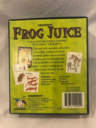 Frog Juice - Rare Card Game by GameWright,  1997 2