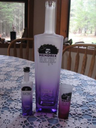 Rare.  Jimi Hendrix Electric Purple Vodka 750ml,  50ml,  & 4 " Shot Glass
