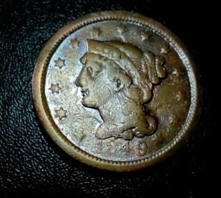 Rare Xf - Au 1849 Large Cent Braided Hair Penny Type Coin Cartwheel Rainbow Tone