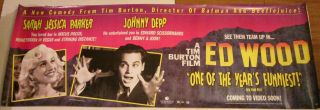 Tim Burton Ed Wood Movie 6 Foot Long Vinyl Banner Poster 1994 72x26 In Depp Rare