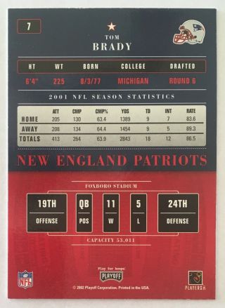 Tom Brady 2002 Playoff Contenders Season Ticket Rare Early Card 7 4