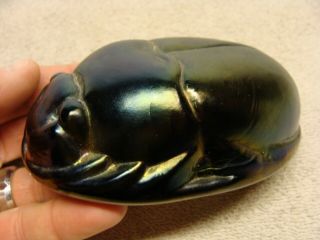 Rare Oakbrook - Esser Egyptian Revival Scarab Art Glass Paperweight Tiffany Style