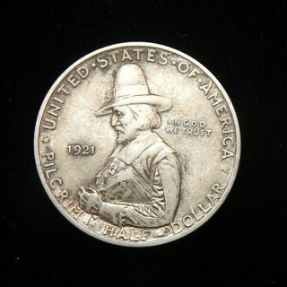 1921 Pilgrim Tercentenary Commem Half 1620 - 1920 Xf Toned Coin 50⍧ Rare W/ Date