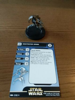 Star Wars Miniatures Destroyer Droid 37 Rare With Card