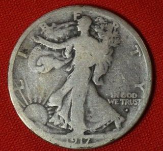 1917 - S Liberty Walking Half Dollar - Mark On Obverse - Rare Date/mint